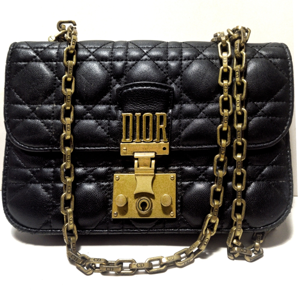Dior Addict Bag Christian Dior Dioraddict black cannage quilted Chain flap bag